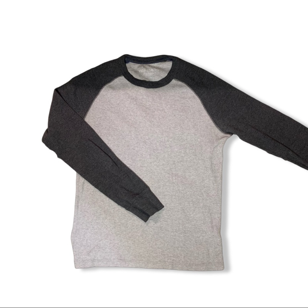 Arizona BaseBall Style Waffle Texture Long Sleeve Shirt Gray Large